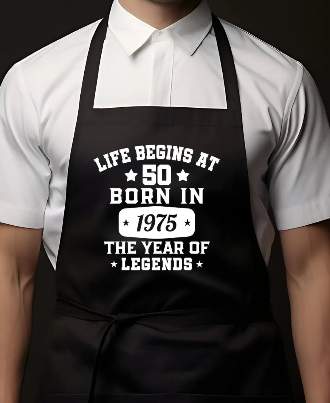 BBQ Schort met naam - Life begins at 50 - Geschenkenset