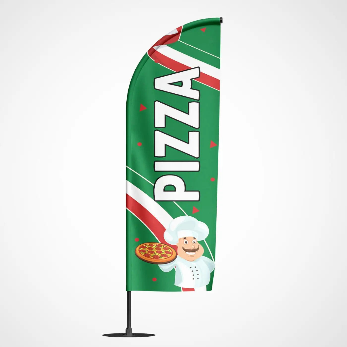 Beachvlag Pizza Groen – beachvlag voor buitenreclame