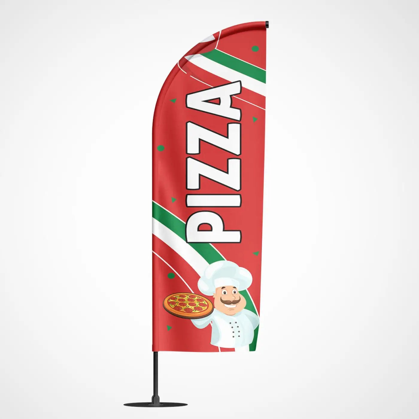 Beachvlag Pizza Rood – beachvlag voor buitenreclame
