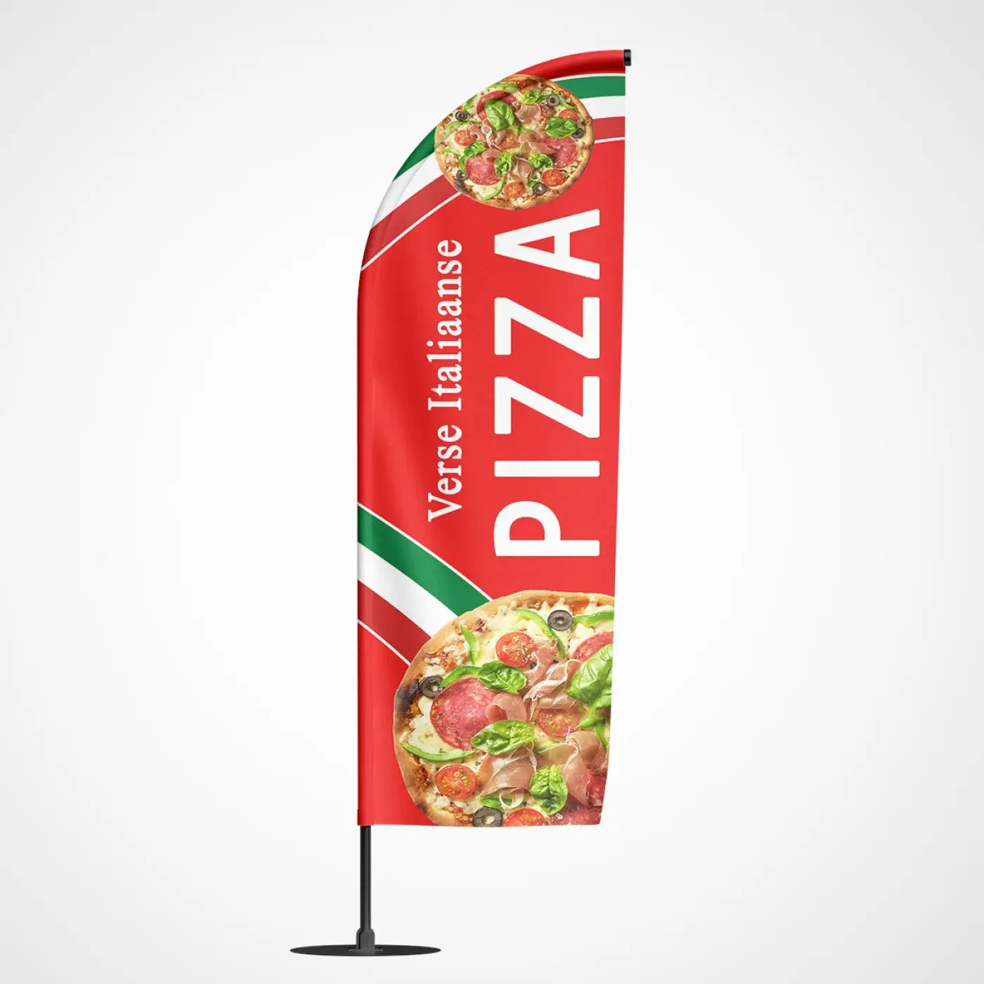 Beachvlag Pizza Rood – beachvlag voor buitenreclame