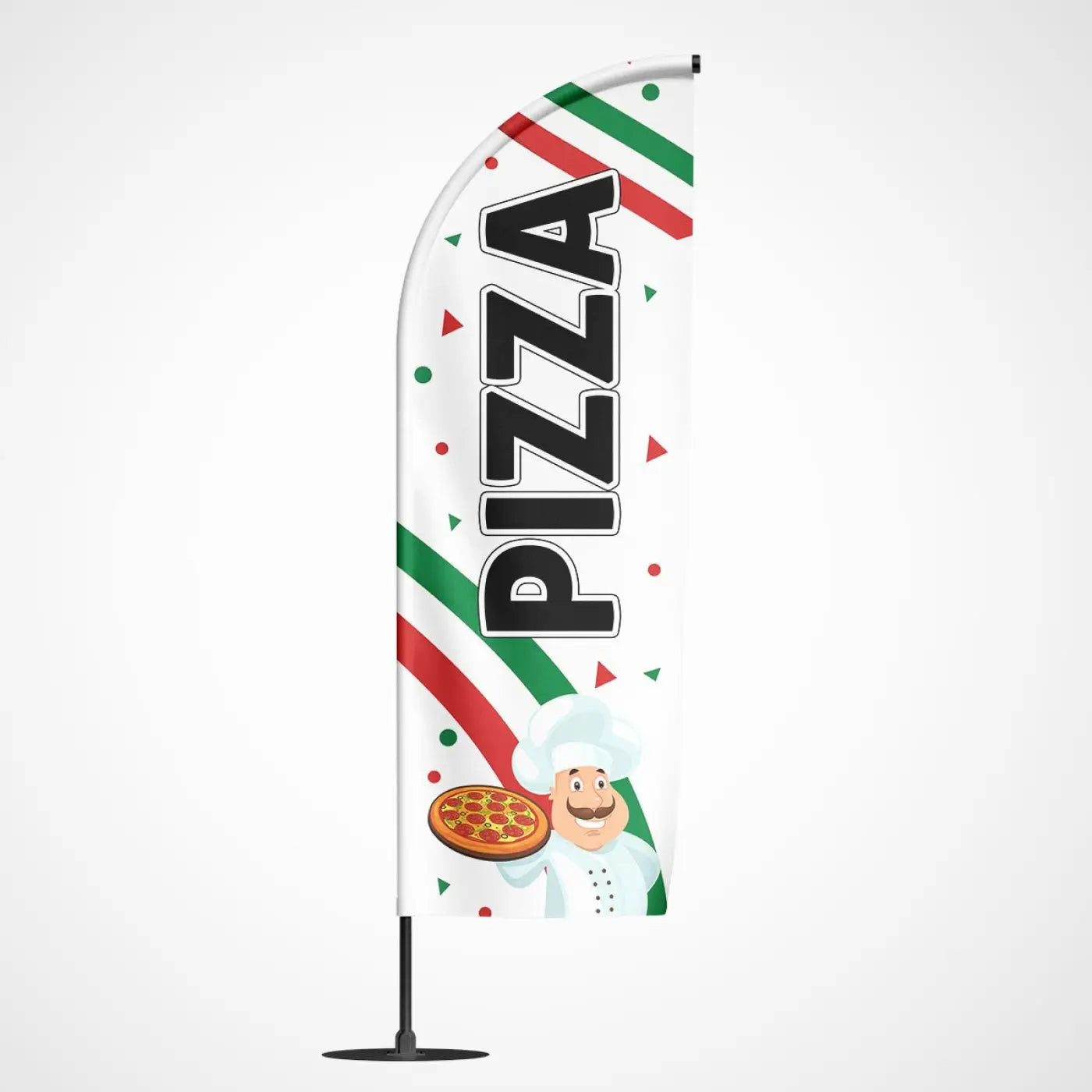 Beachvlag Pizza Wit – beachvlag voor buitenreclame
