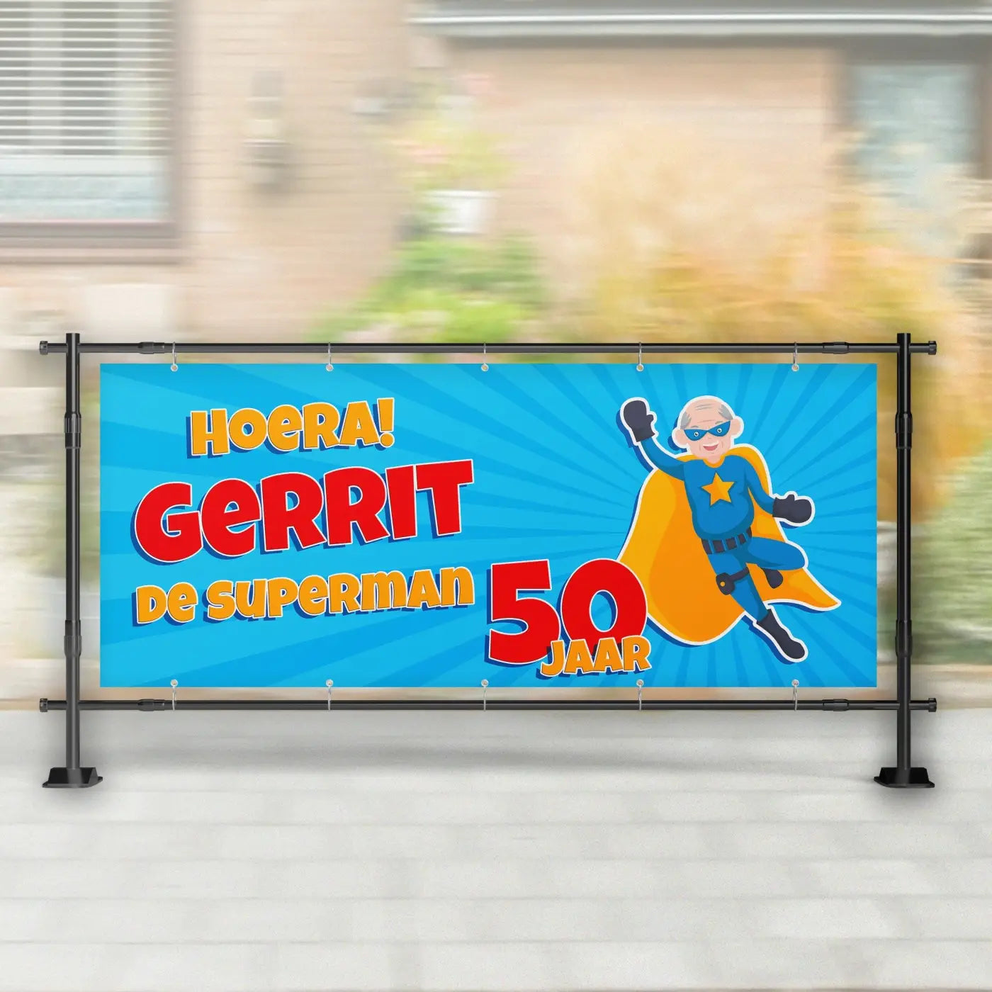Spandoek Abraham | Abraham Stripheld Blauw - spandoeken