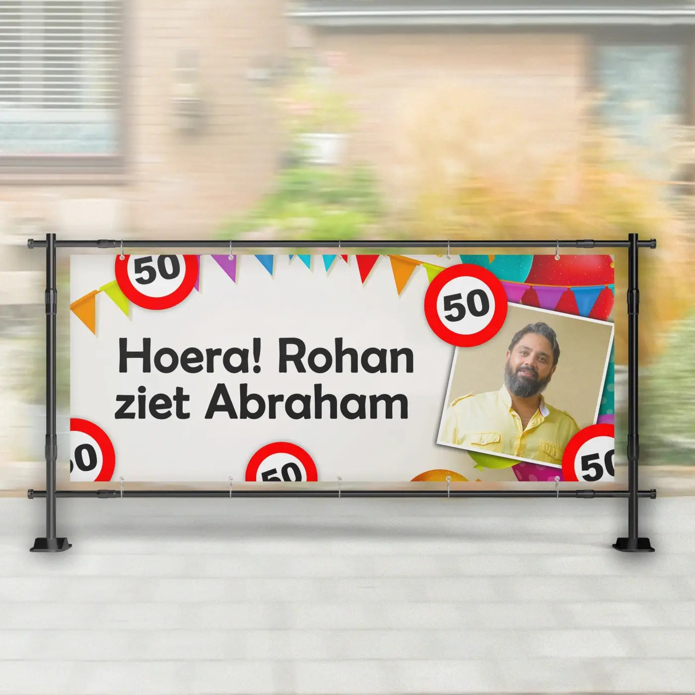 Spandoek Abraham | Verkeersborden met foto - spandoeken
