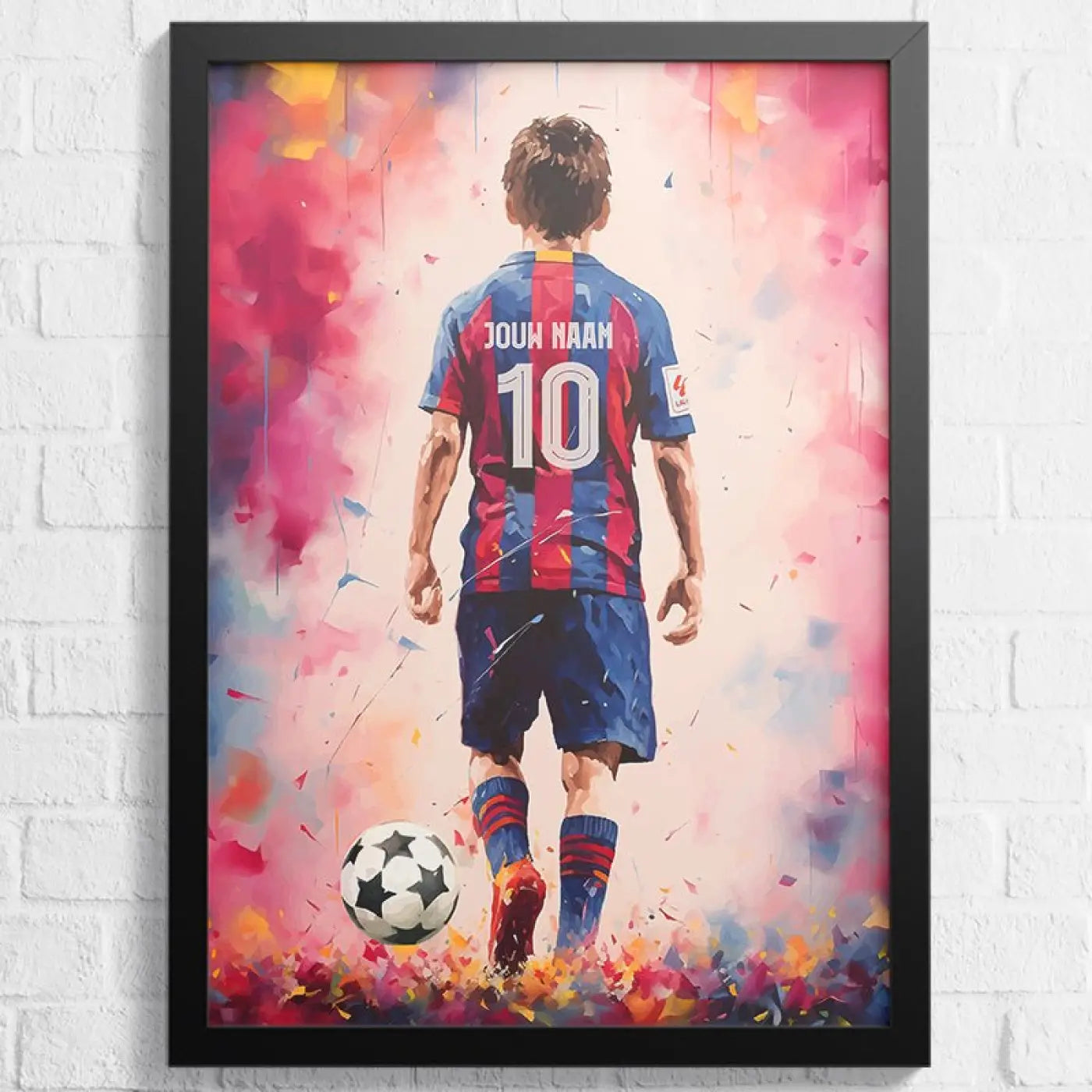 Barcelona Shirt Aquarel - Voetbal Poster - Wanddecoratie - Poster A2 (43x61cm) - Voetbalposters