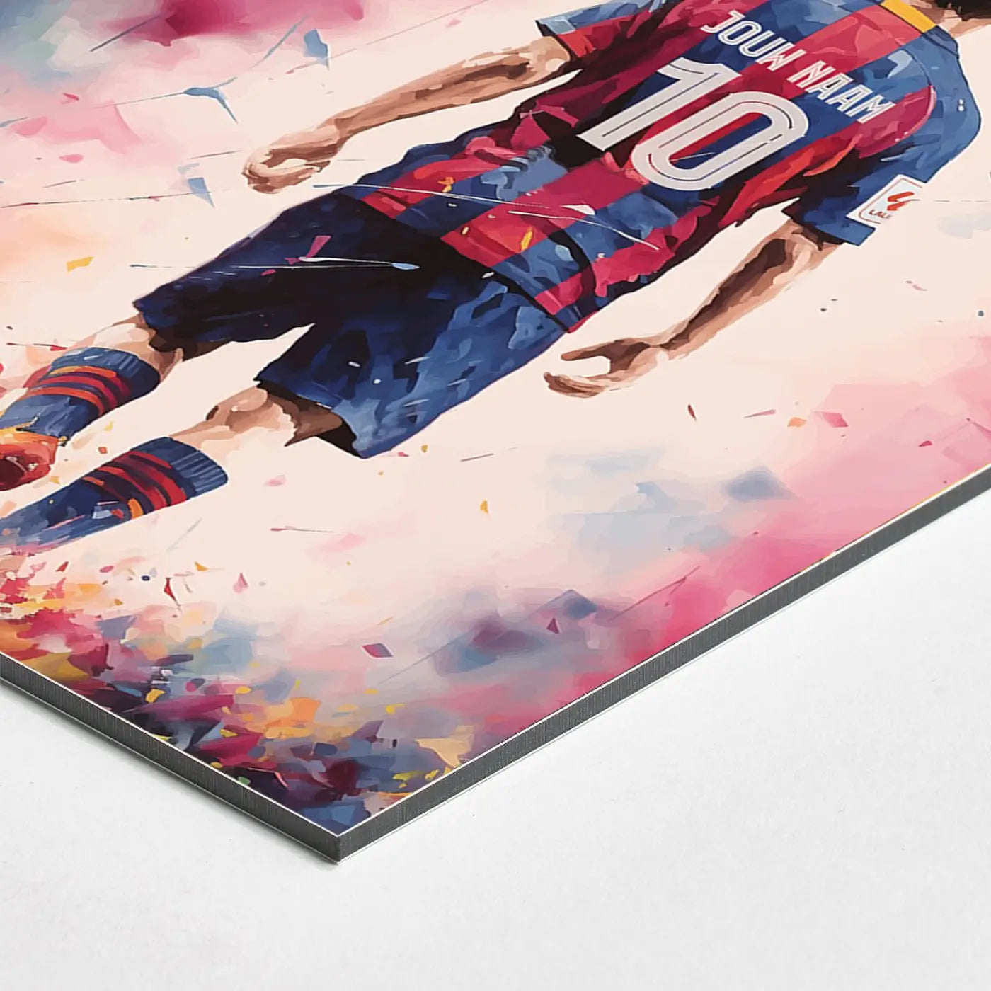 Barcelona Shirt Aquarel - Voetbal Poster - Wanddecoratie - Dibond Bord (50x70cm) - Voetbalposters