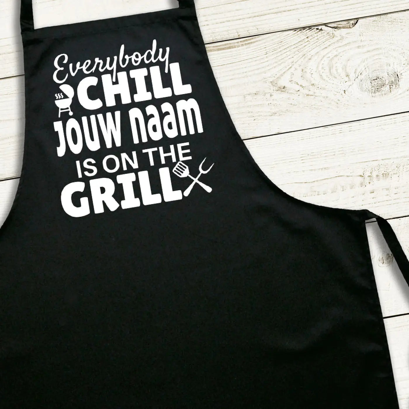 BBQ Schort met Naam (Everybody Chill) - Geschenkenset