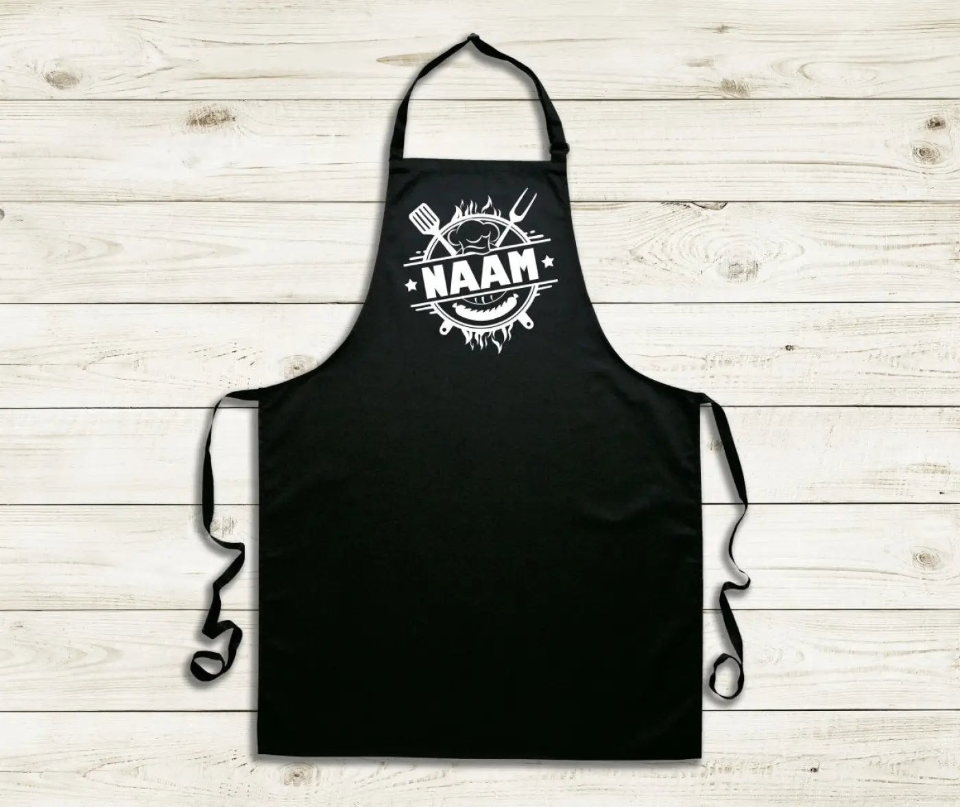 BBQ Schort met Naam (rond) - Geschenkenset