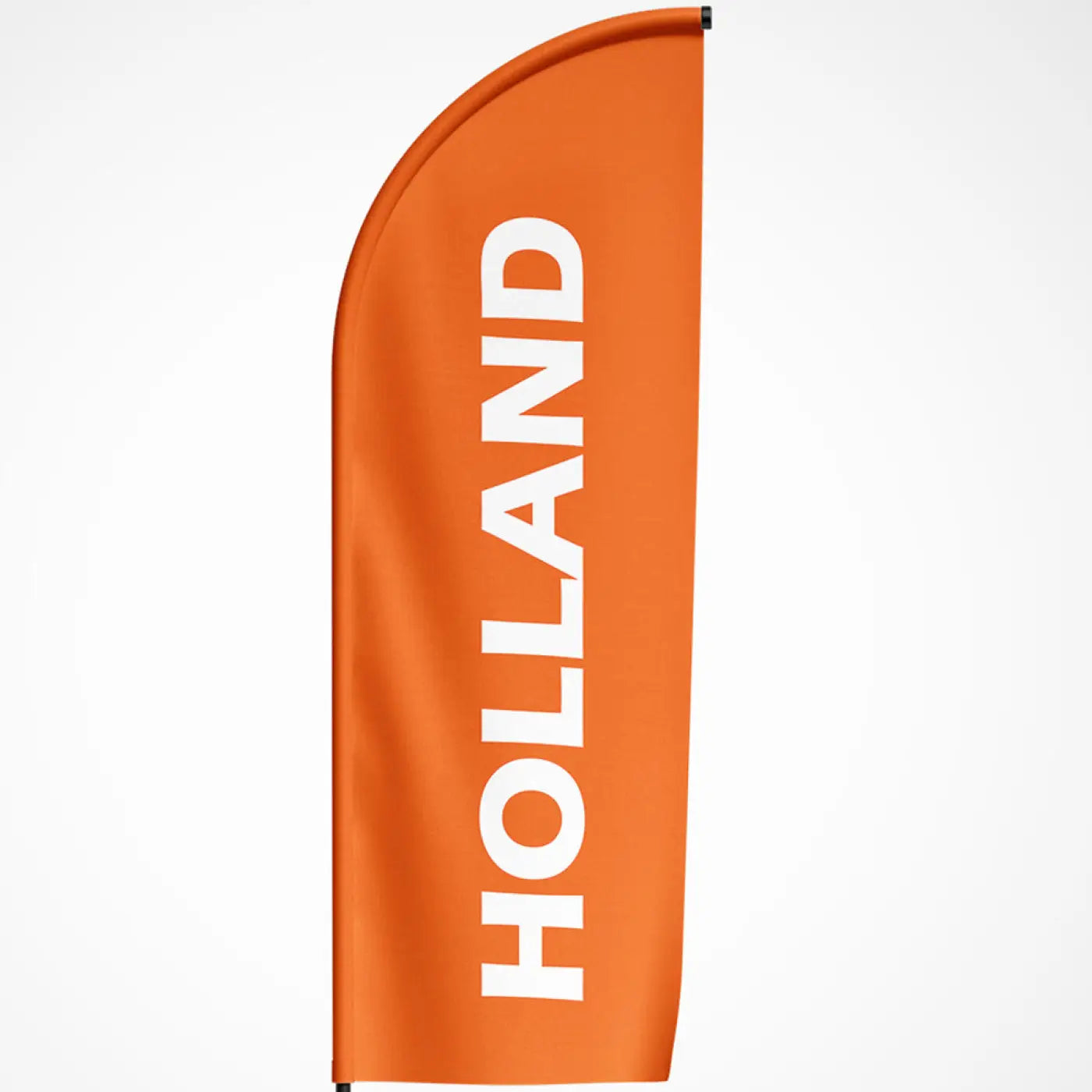 Oranje beachvlag met dikke witte holland letters, ideaal voor evenementen en feesten in nederland