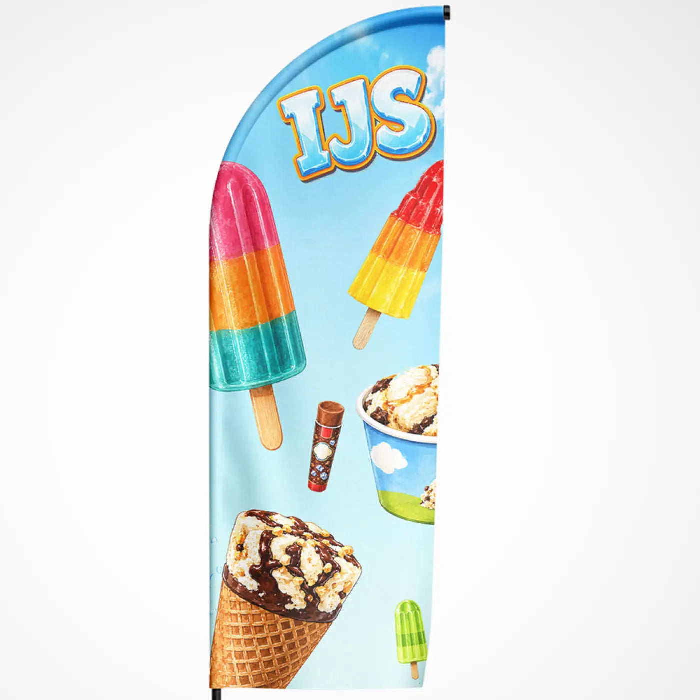 Beachvlag IJS - verpakt ijs