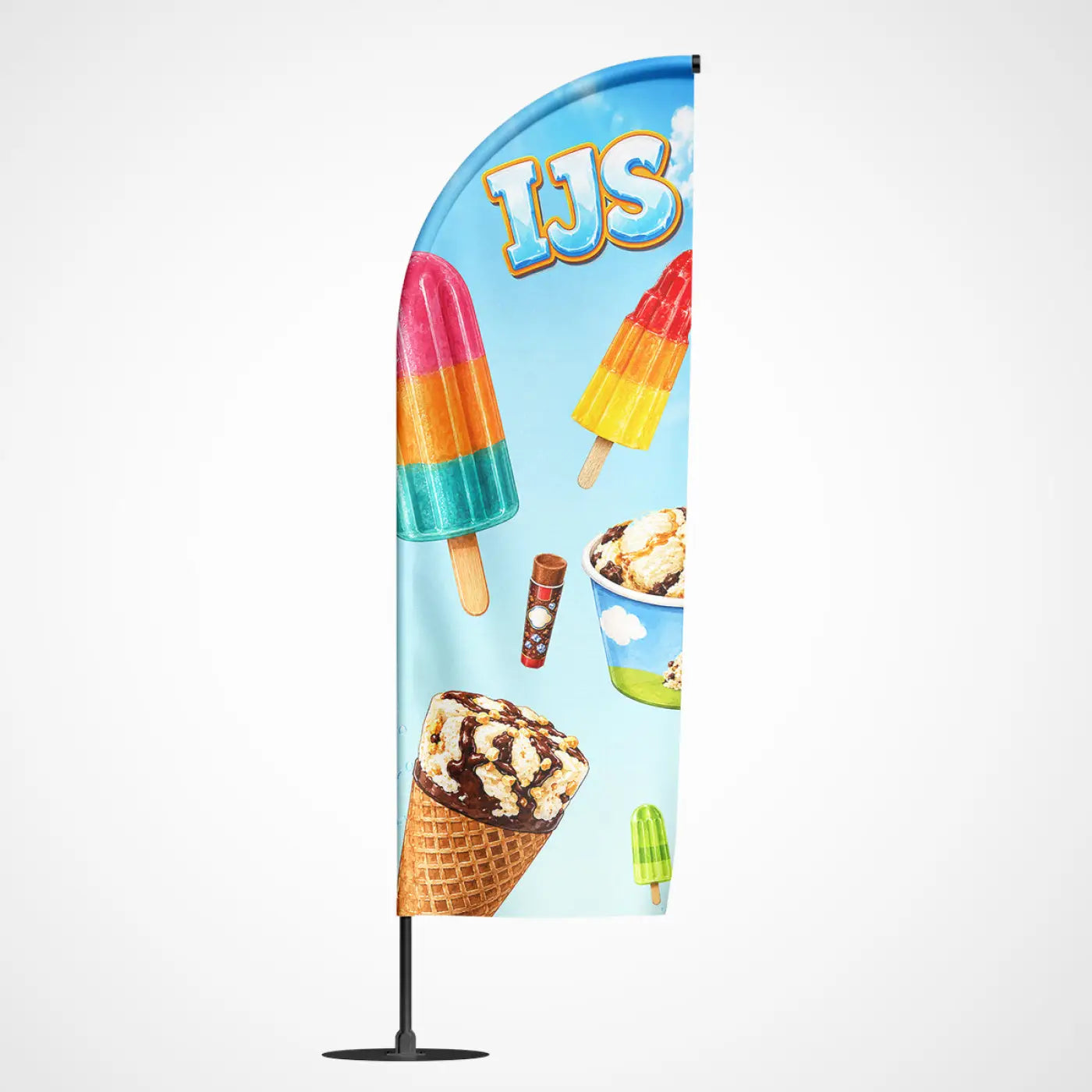 Beachvlag IJS - verpakt ijs