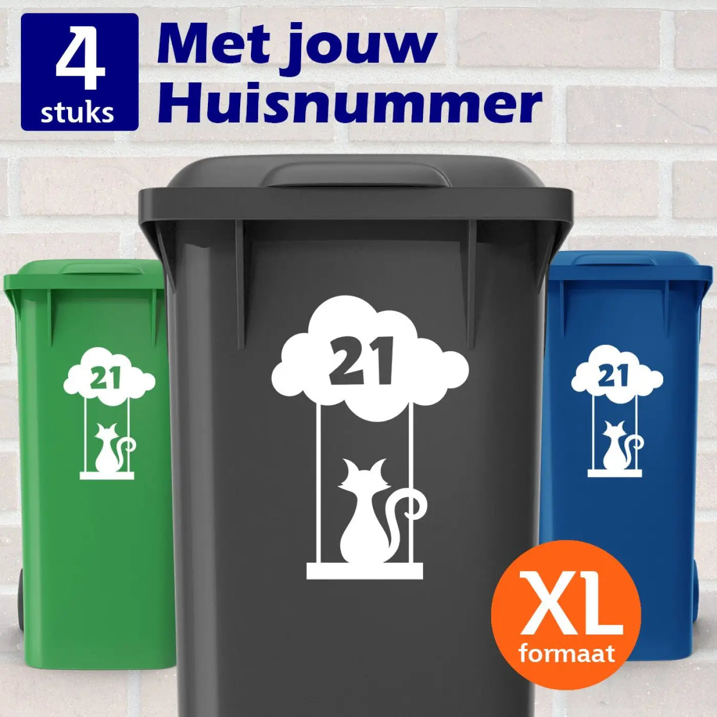 Container Stickers XL - Kat onder Wolk - Kliko stickers - Kleurmedia Container Stickers XL - Kat onder Wolk - Kliko stickers Containerstickers