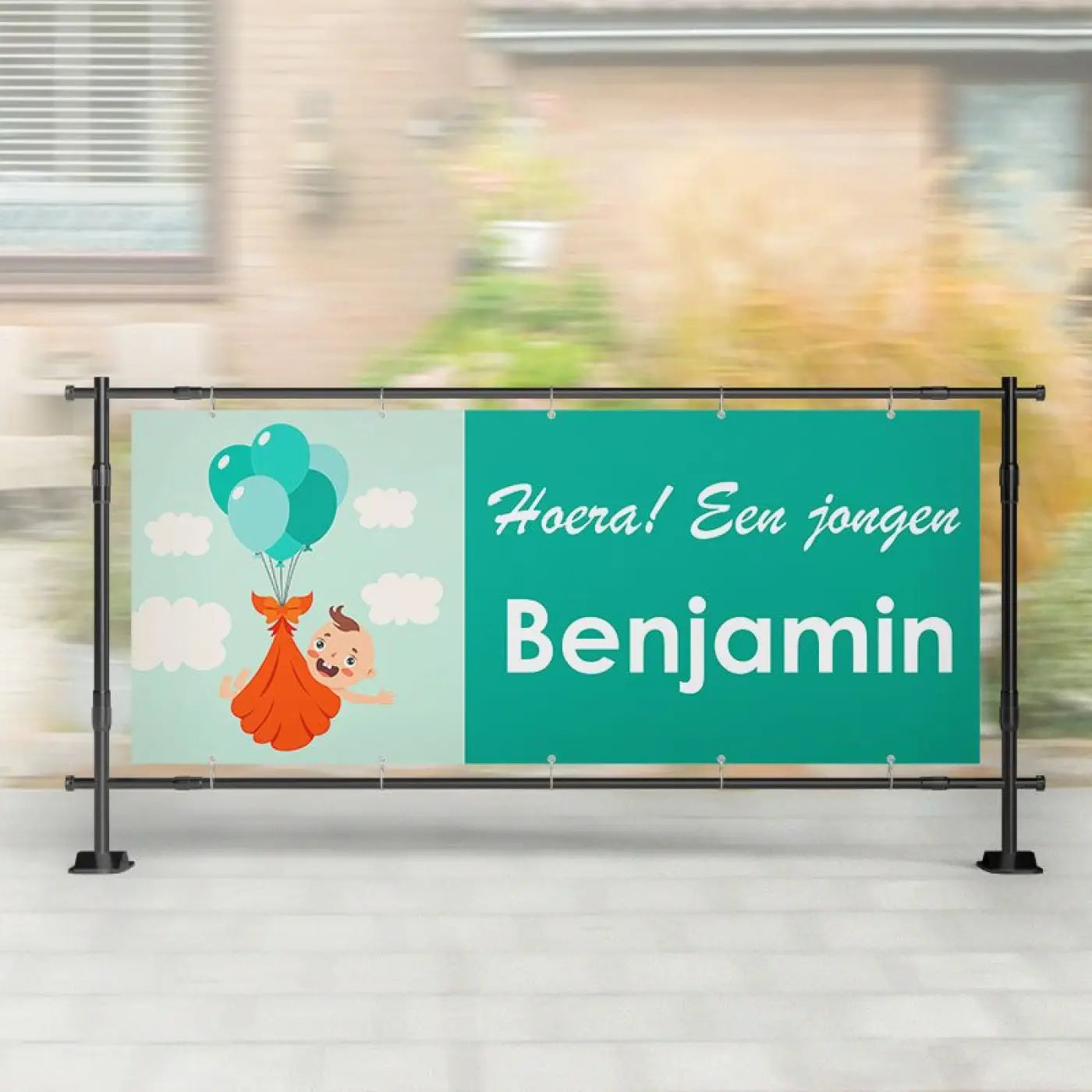 Geboorte spandoek | Baby met Ballonnen Groen - spandoeken