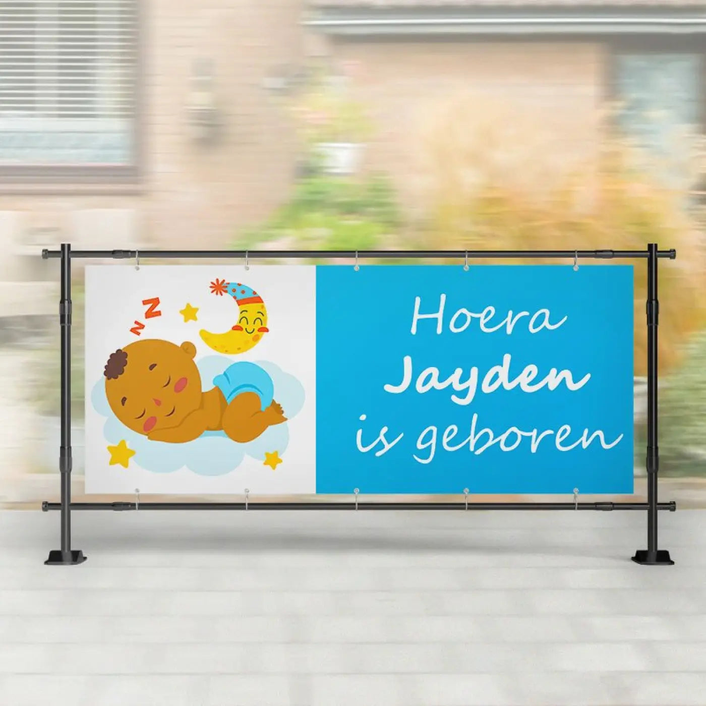 Geboorte spandoek | Baby Slaapt Blauw - spandoeken