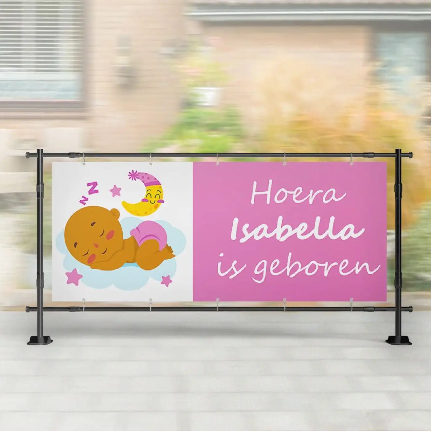 Geboorte spandoek | Baby Slaapt Roze - spandoeken