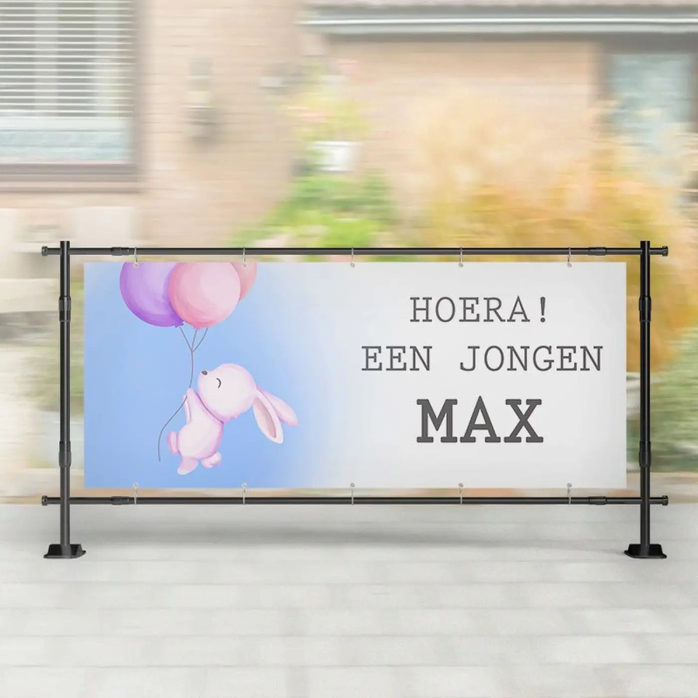 Geboorte spandoek | Konijn Hoera! een Jongen - spandoeken