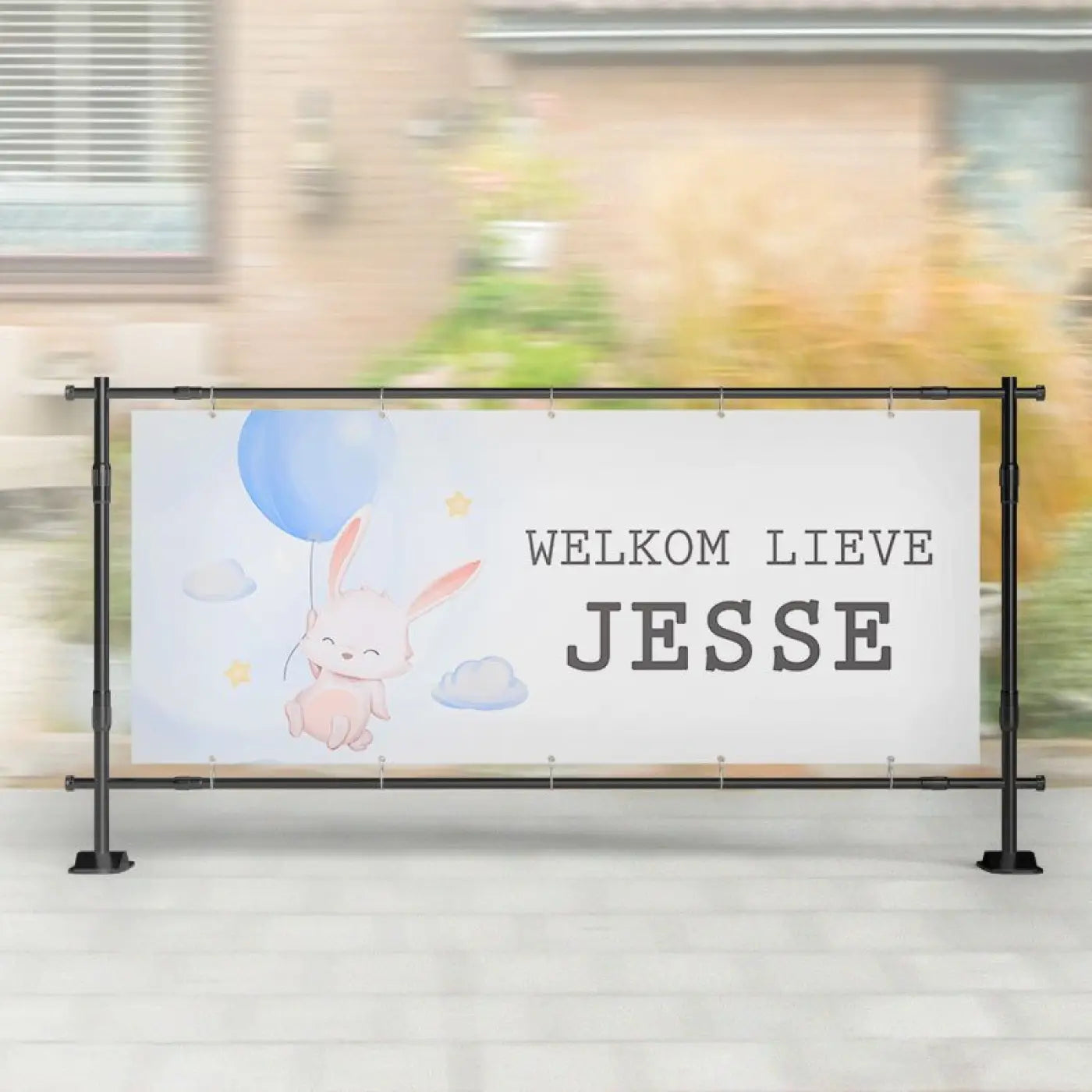 Geboorte spandoek | Konijntje met Ballon - spandoeken