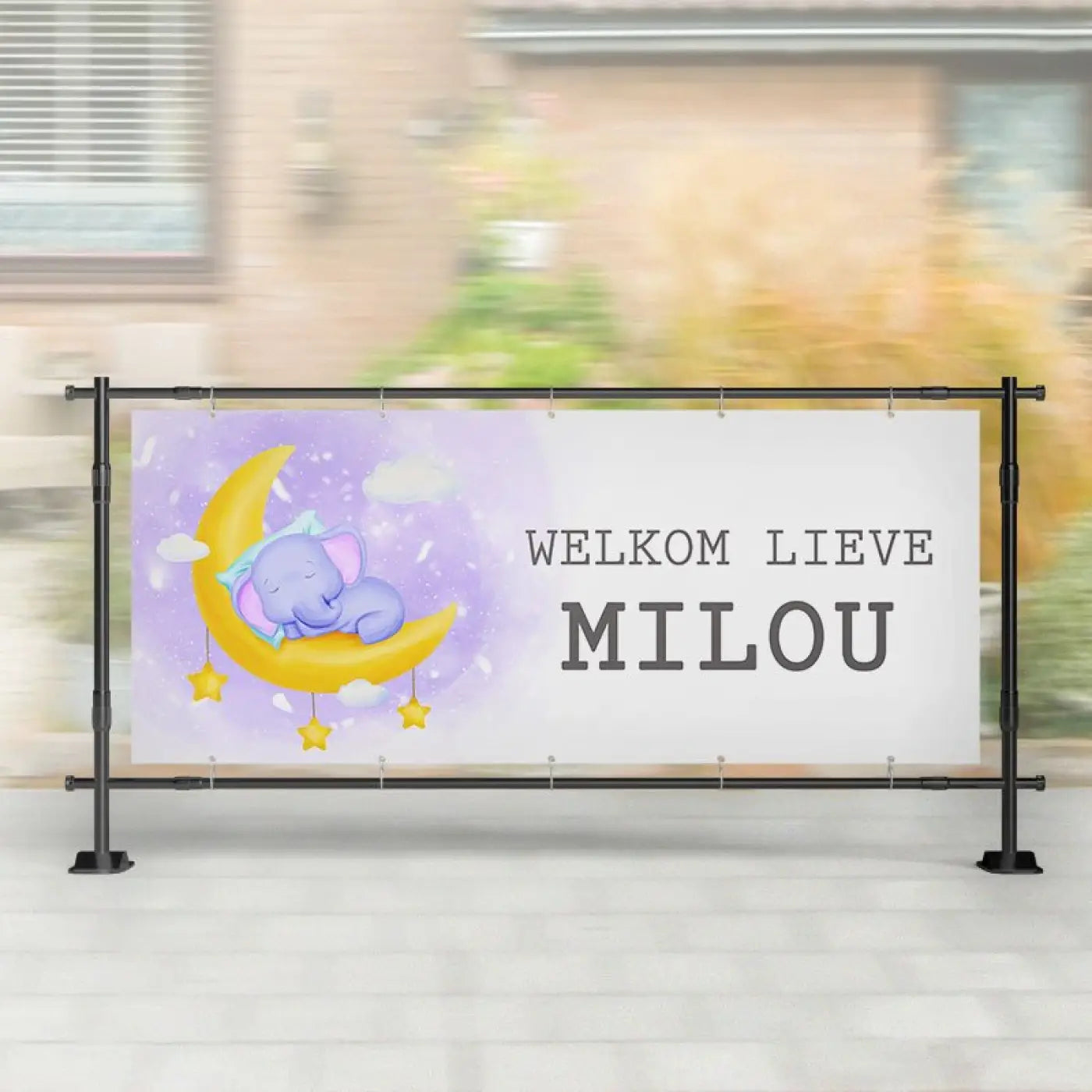 Geboorte spandoek | Olifantje op de Maan - spandoeken