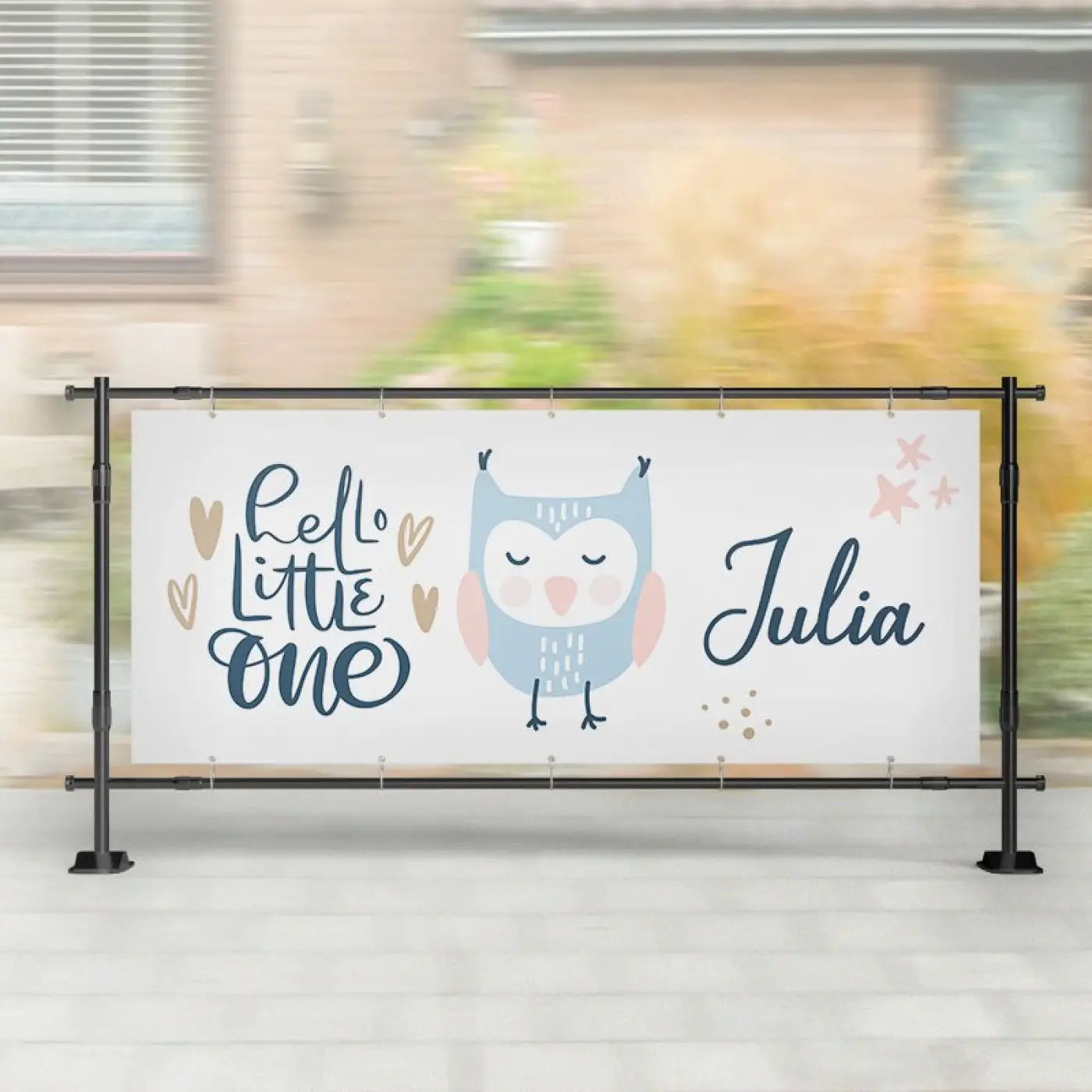 Geboorte spandoek | Uil Hello Little One - spandoeken