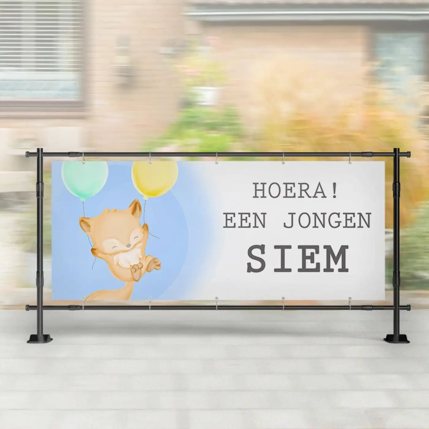 Geboorte spandoek | Vos met Ballon Een Jongen - spandoeken