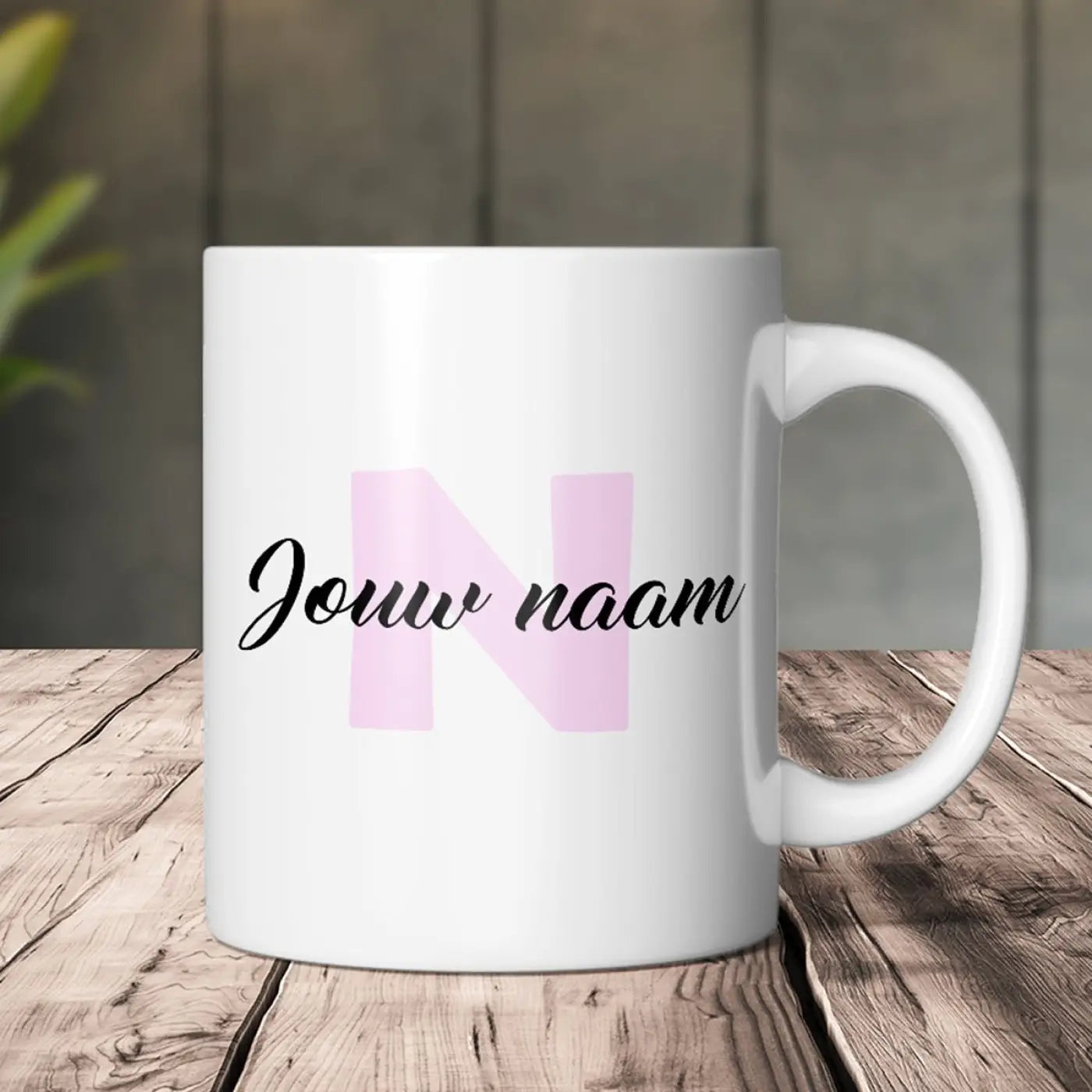 Naam Mok met Letter en Naam - 350ml - Roze