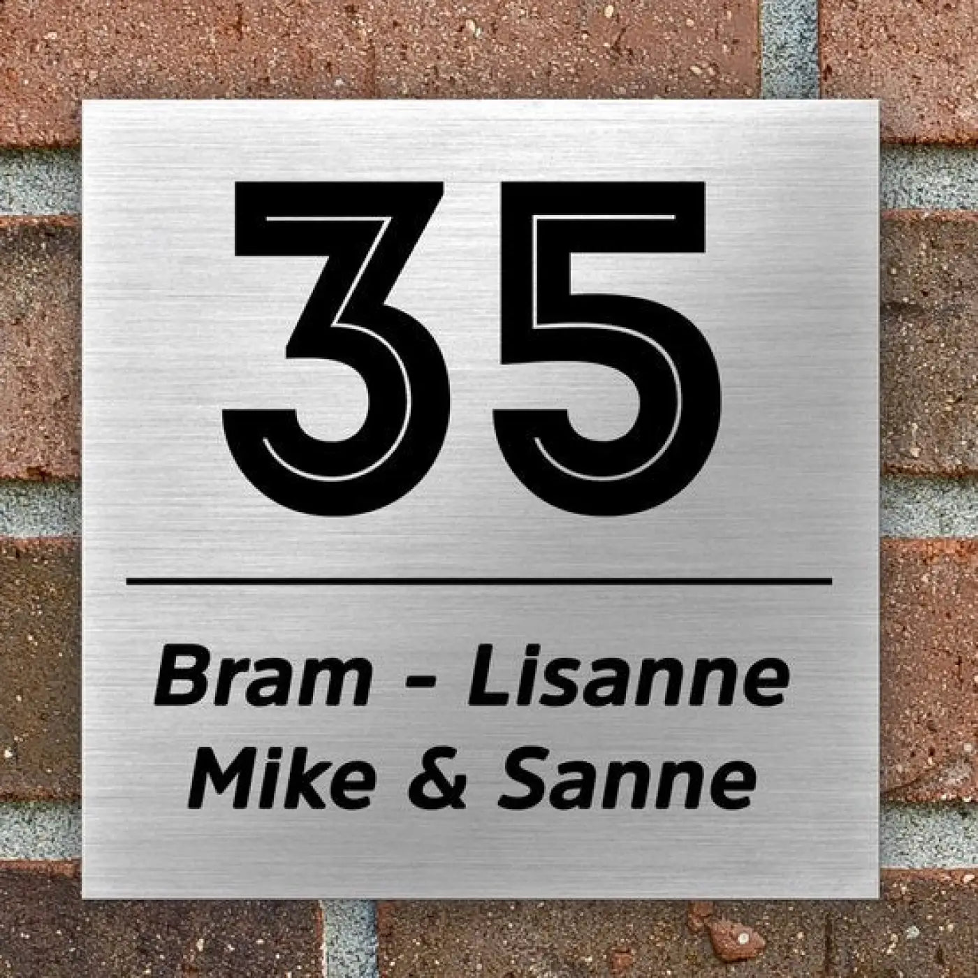 Naambordje Voordeur | Dibond Brushed Aluminium | 15x15 cm - Naambordjes huisnummer