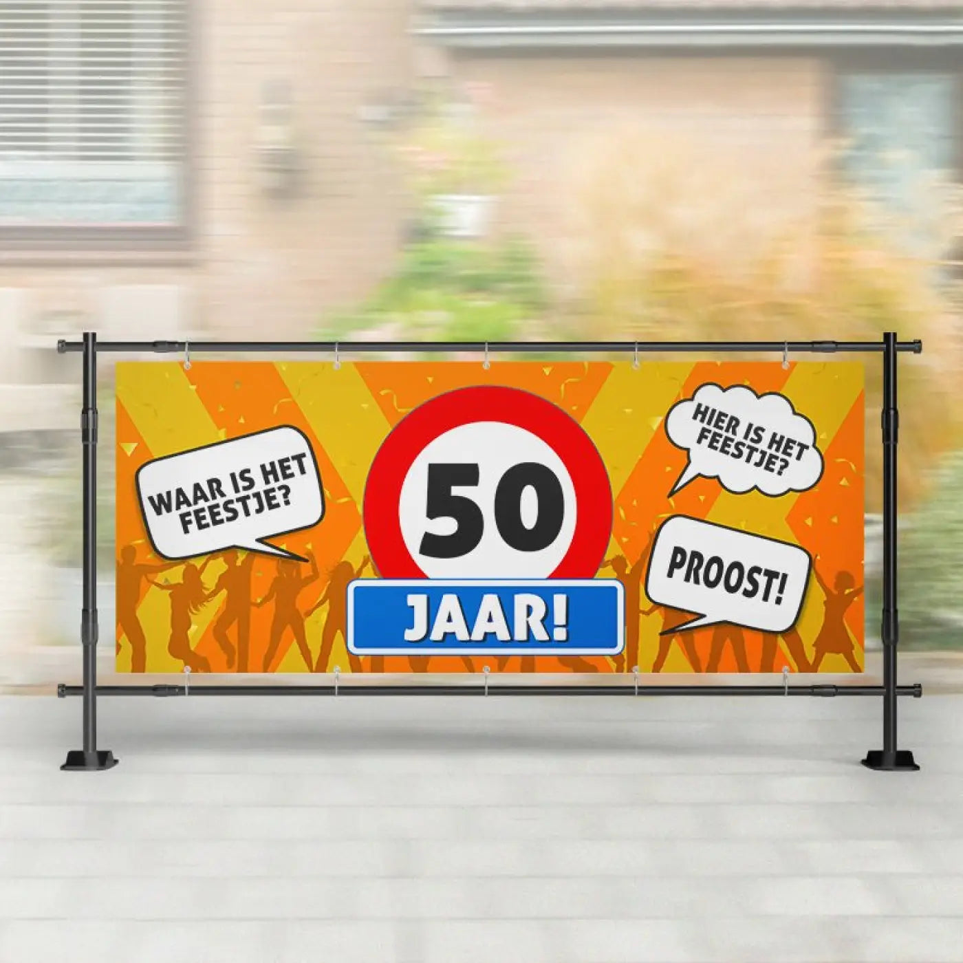 Spandoek 50 jaar / Verjaardag | Abraham of Sarah | Waar is het Feestje? - spandoeken