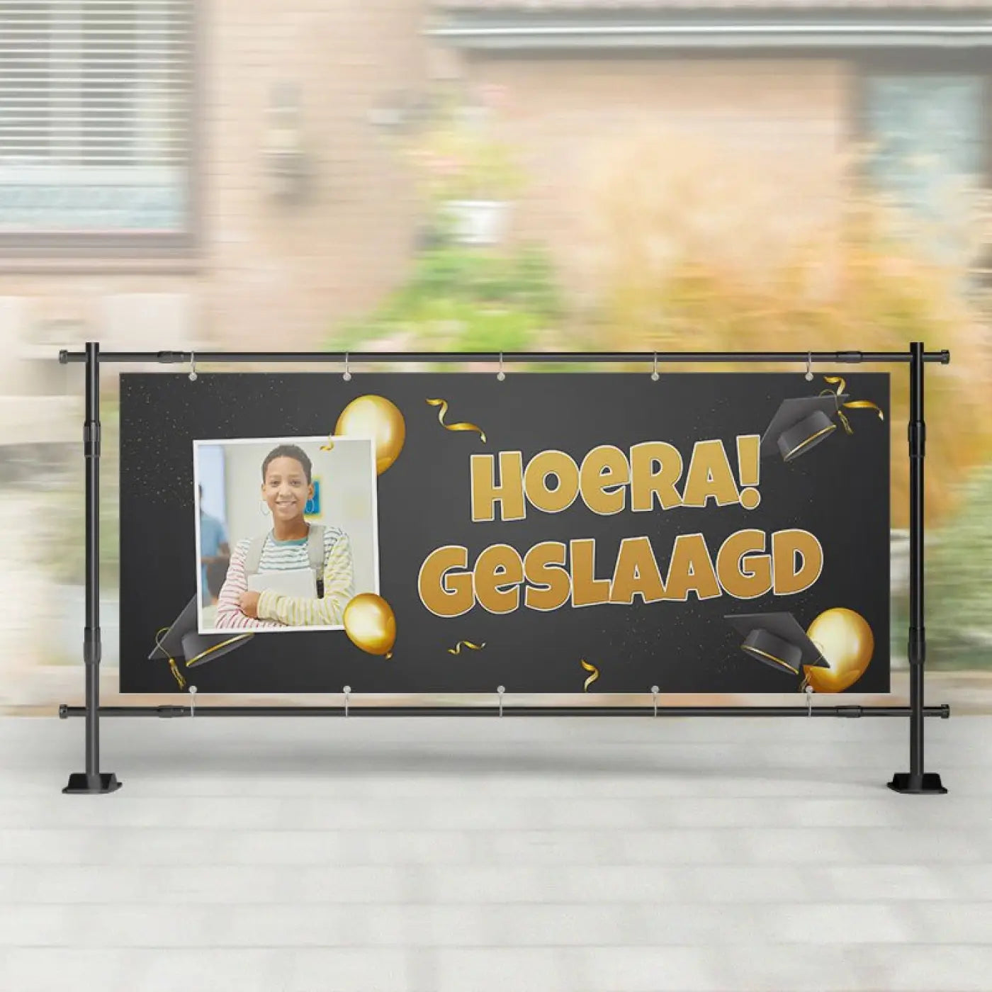 Spandoek Geslaagd | Foto Ballonnen en Hoedjes - spandoeken