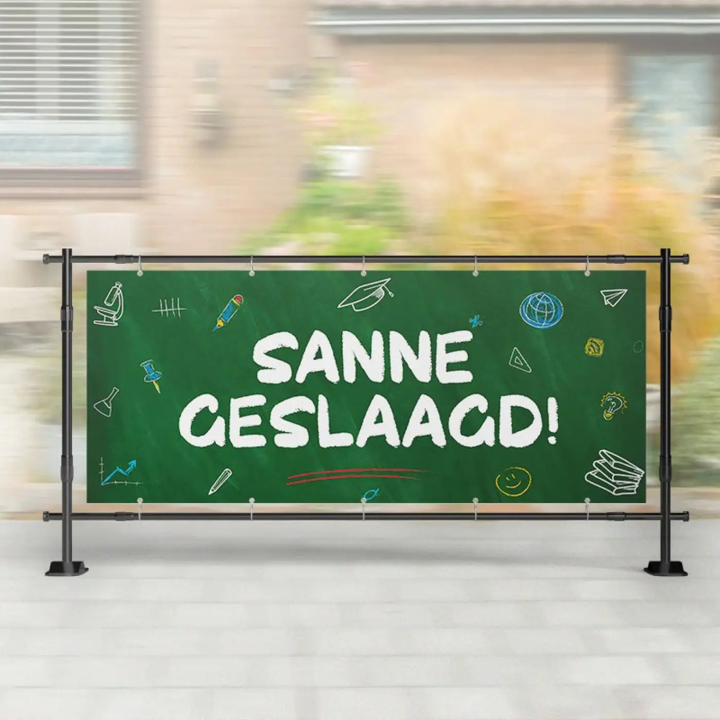 Spandoek Geslaagd | Schoolbord Groen met Naam - spandoeken