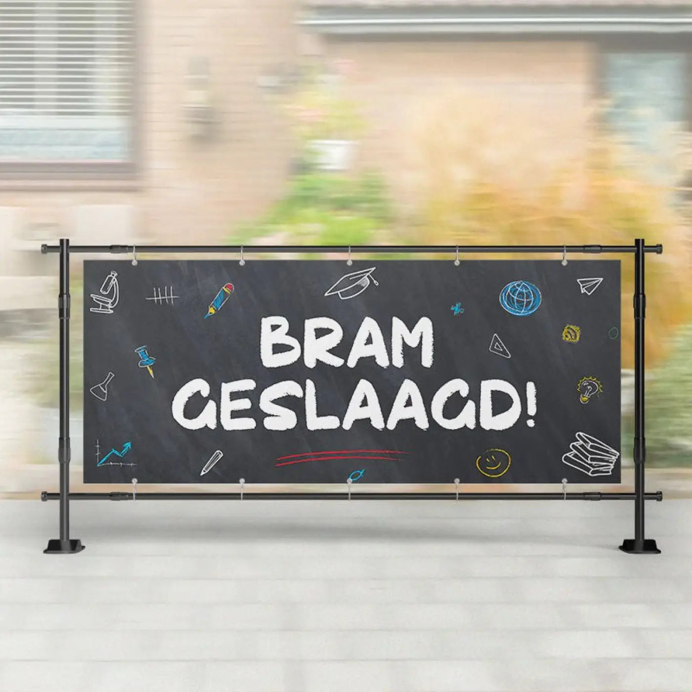 Spandoek Geslaagd | Schoolbord Zwart met Naam - spandoeken