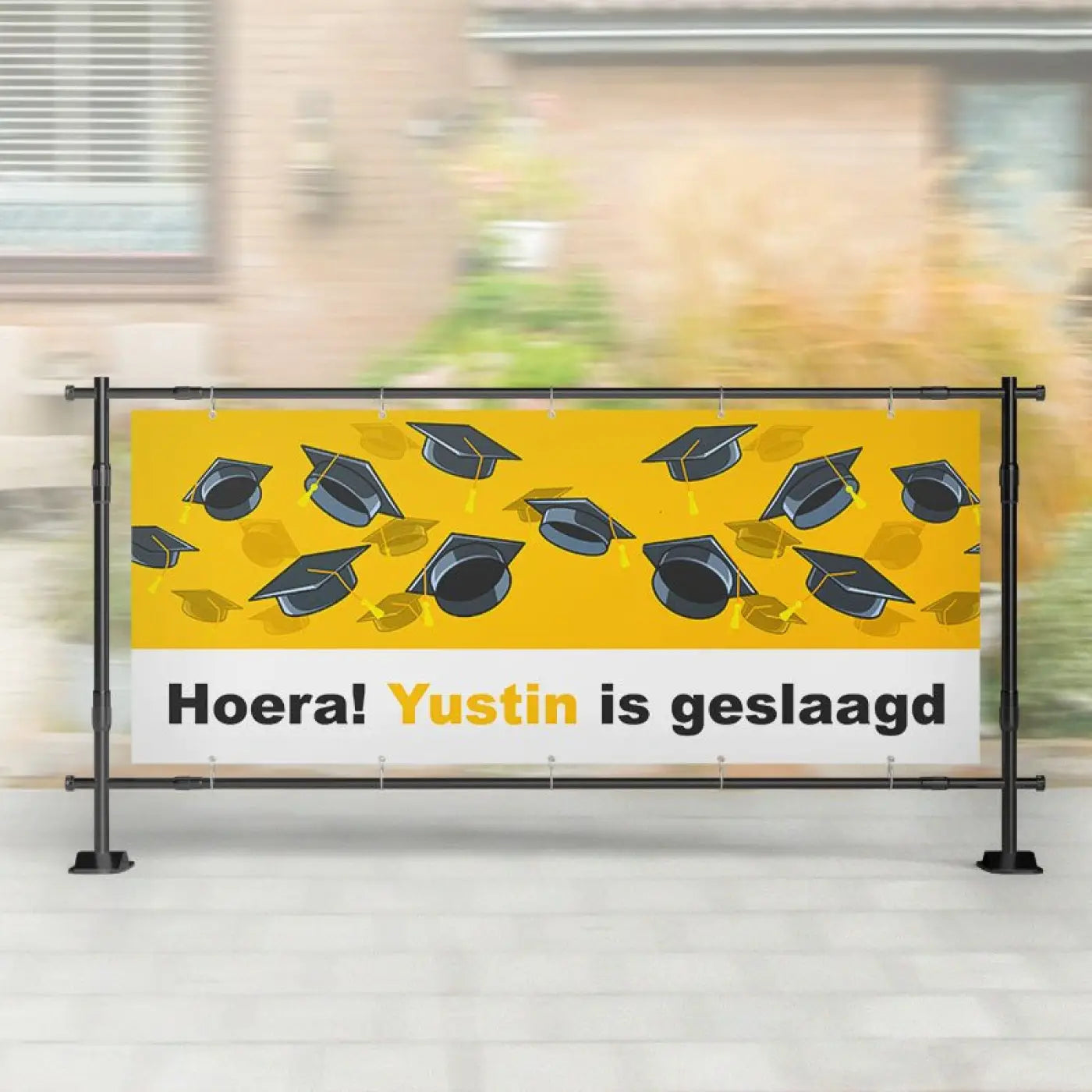 Spandoek Geslaagd | Studenten Hoedjes Geel - spandoeken