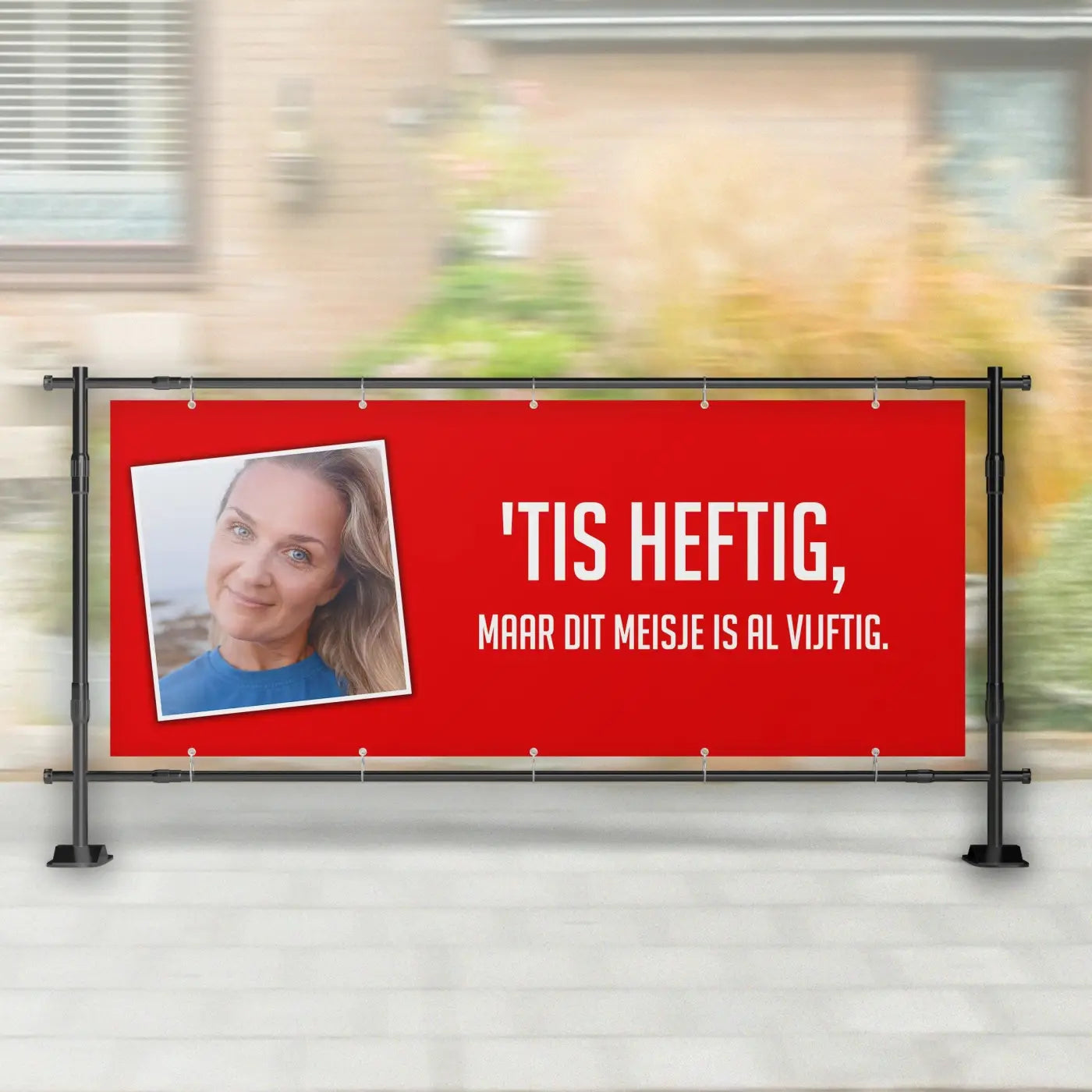 Spandoek Sarah | Het is Heftig! - spandoeken