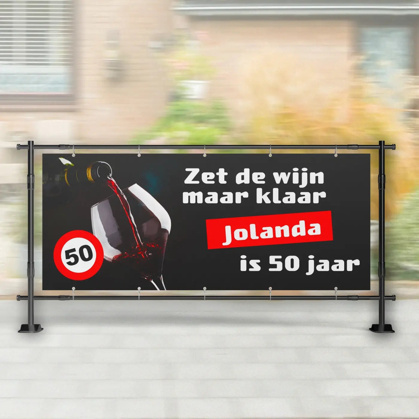 Spandoek Sarah | Zet de Wijn maar klaar - spandoeken