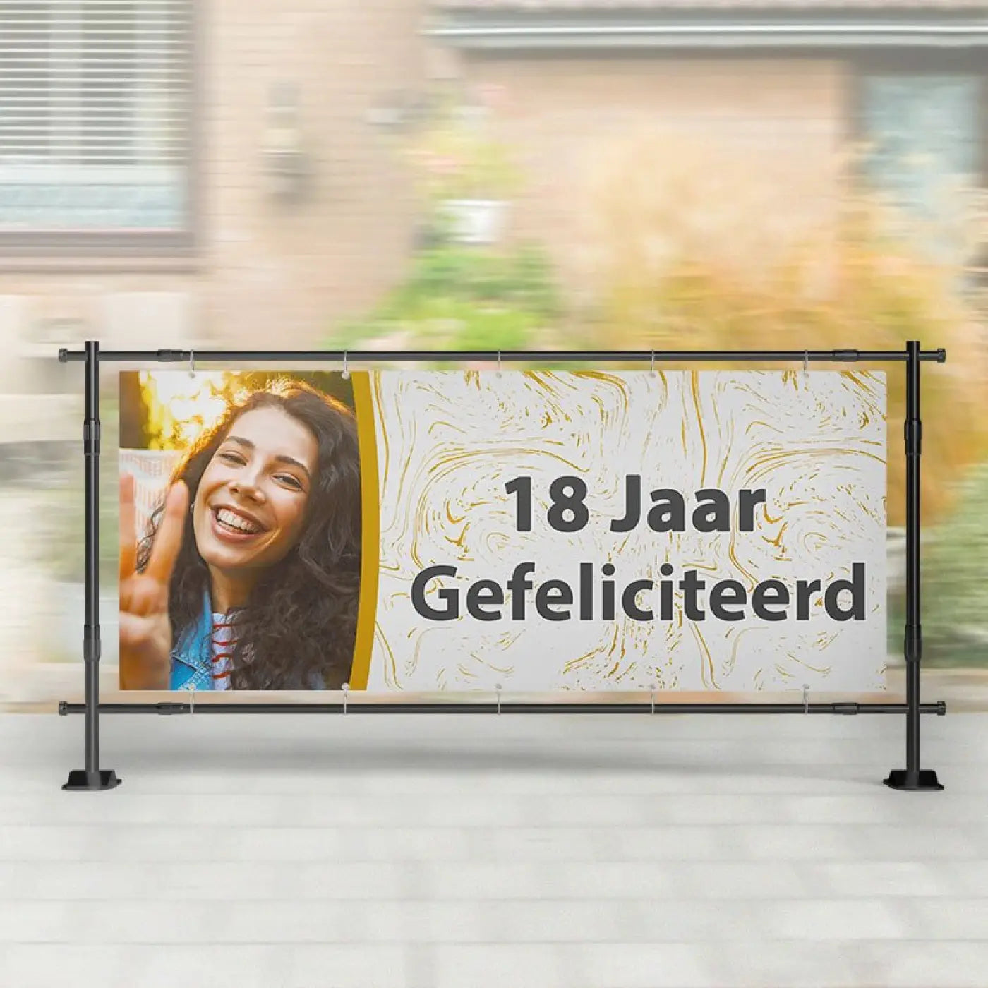 Spandoek Verjaardag | Foto met Gouden Versiersels - spandoeken