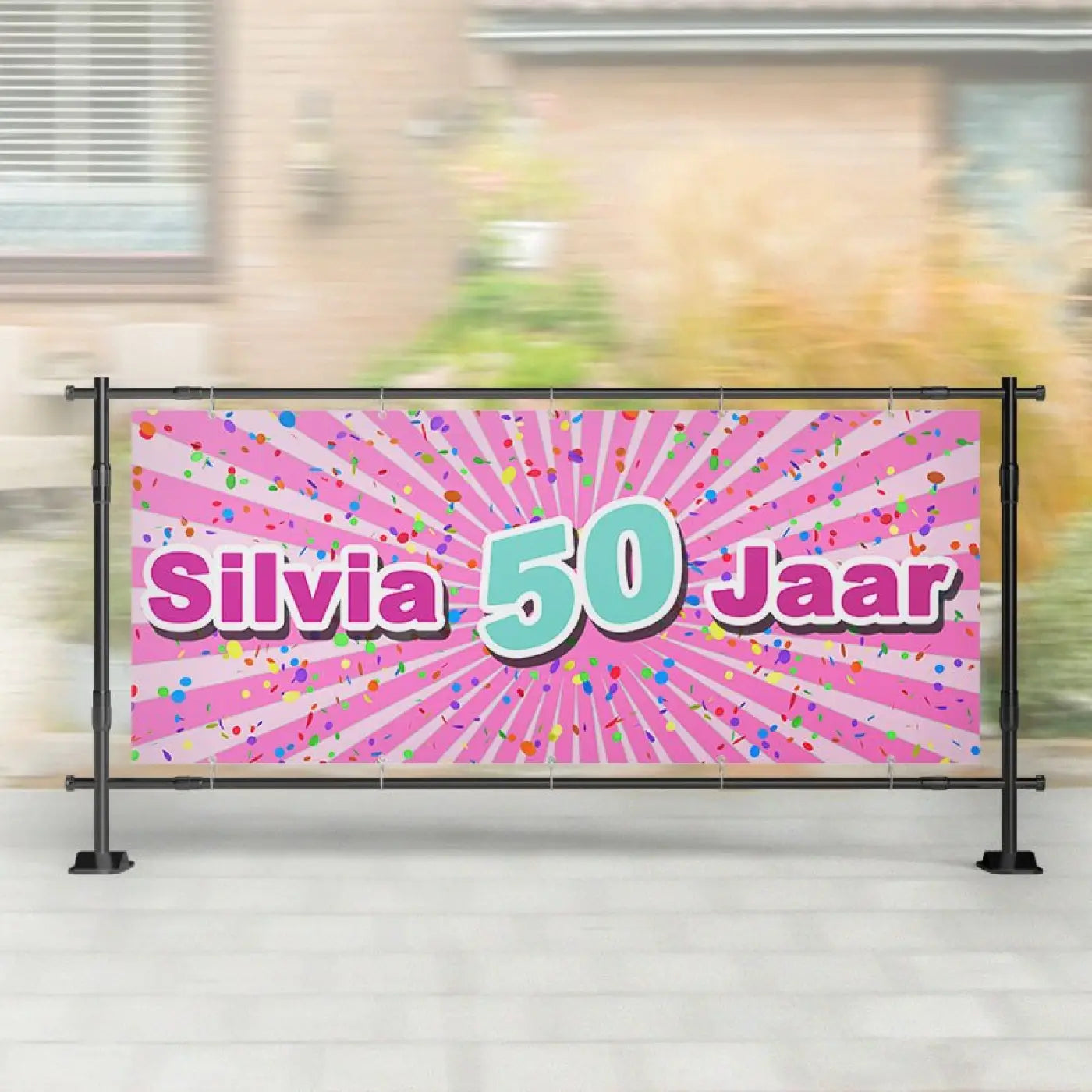Spandoek Verjaardag - Roze elke leeftijd - spandoeken