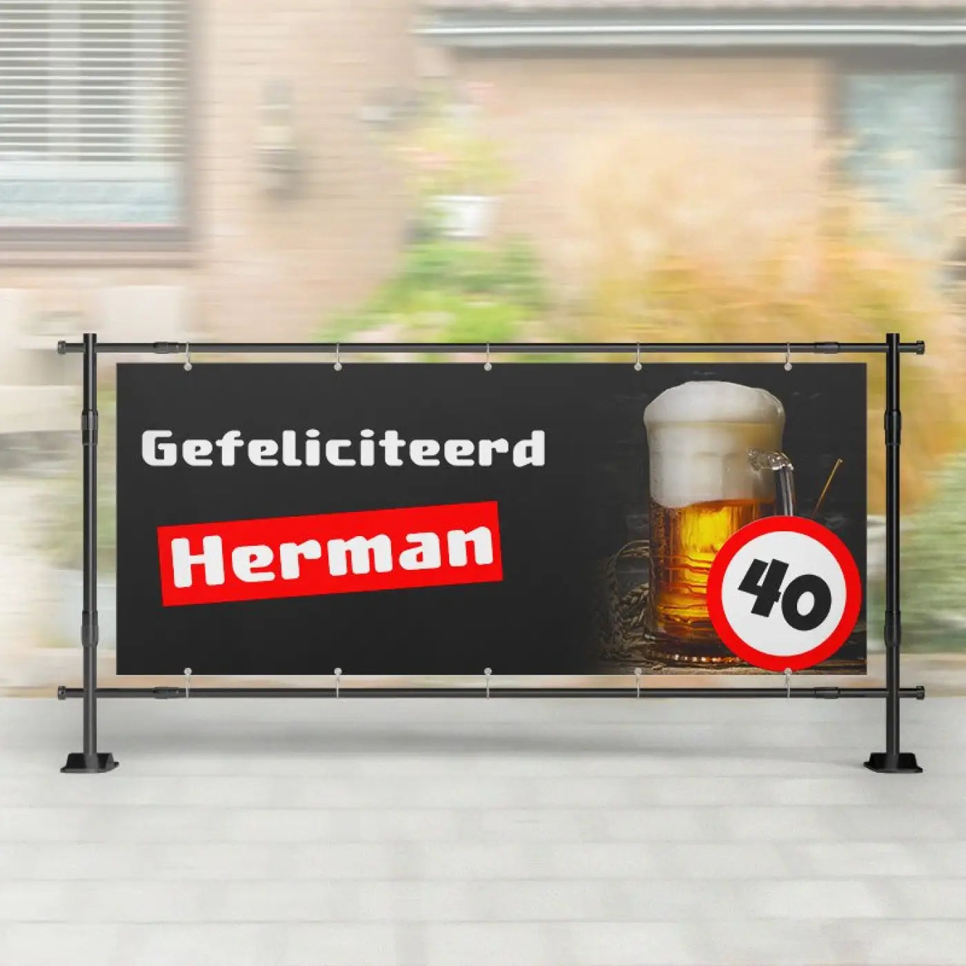 Spandoek Verjaardag | Verkeersbord met Glas Bier - spandoeken