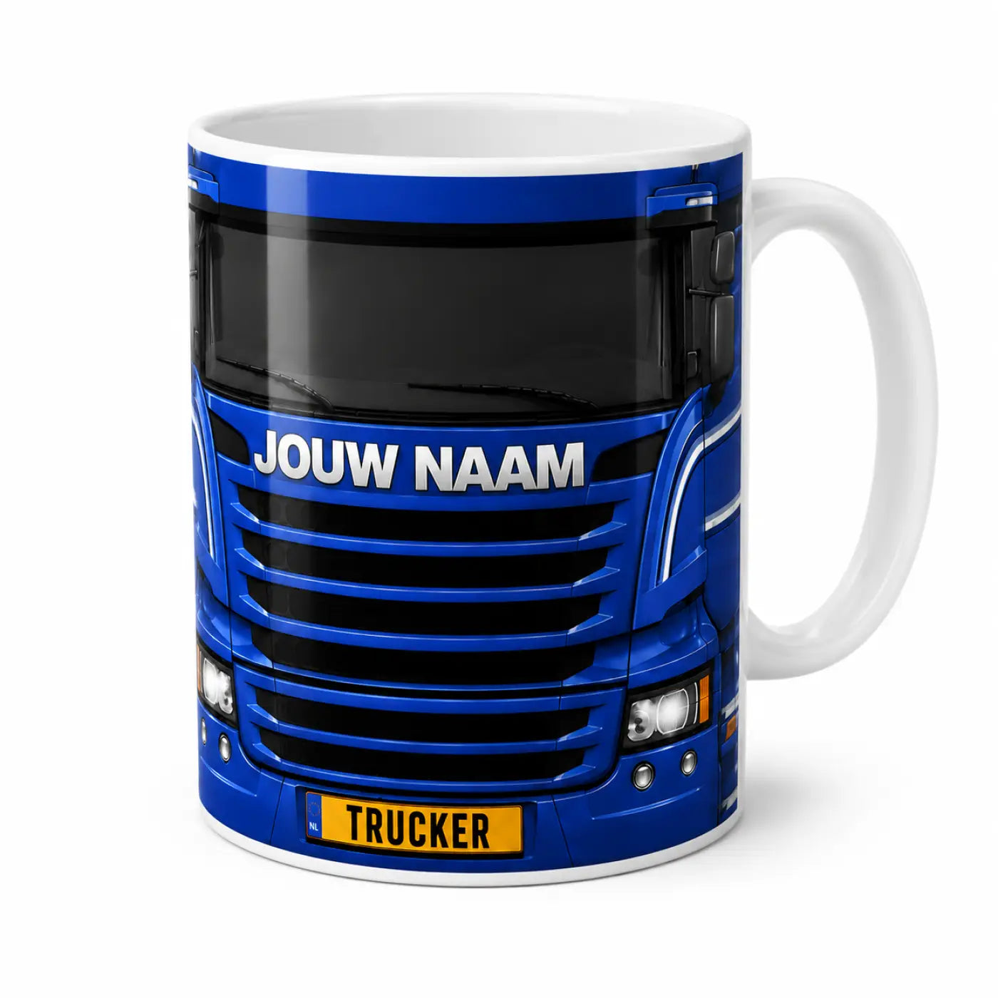Truckersmok - Blauw - Gepersonaliseerd met eigen naam en kenteken - vrachtwagen mokken