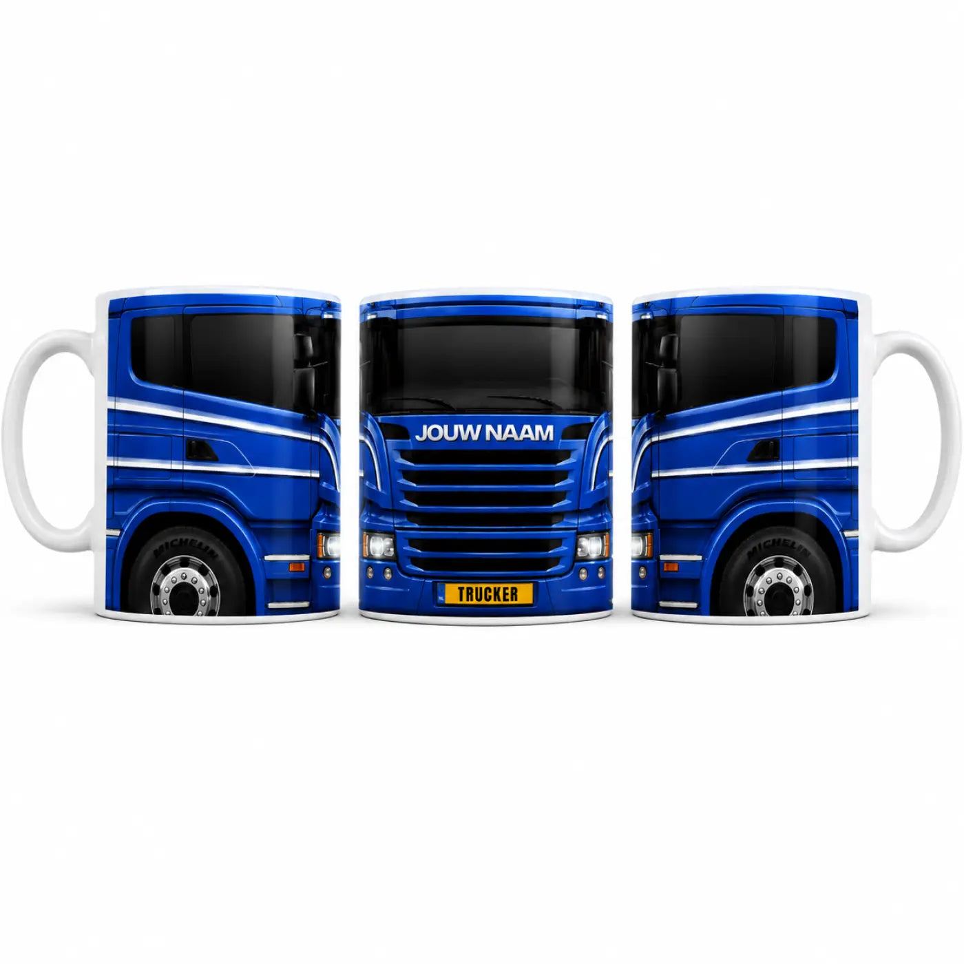Truckersmok - Blauw - Gepersonaliseerd met eigen naam en kenteken - vrachtwagen mokken
