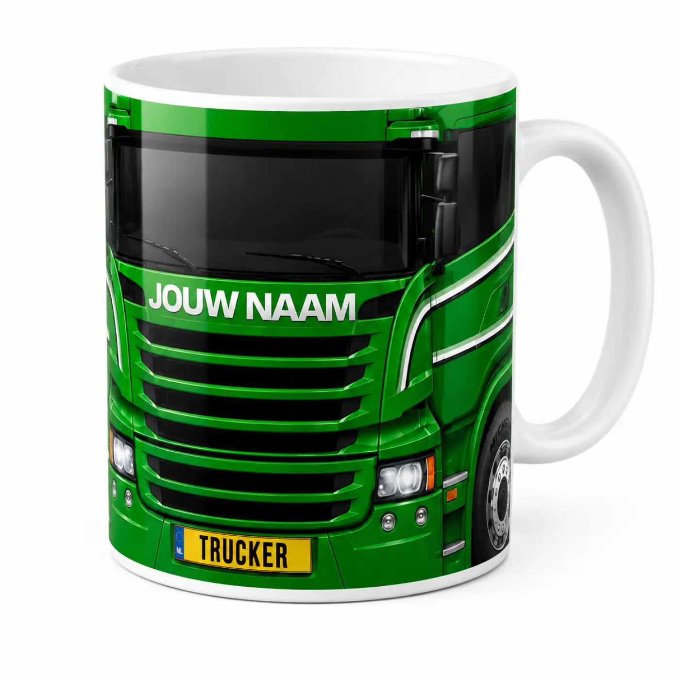 Truckersmok - Groen - Gepersonaliseerd met eigen naam en kenteken - vrachtwagen mokken