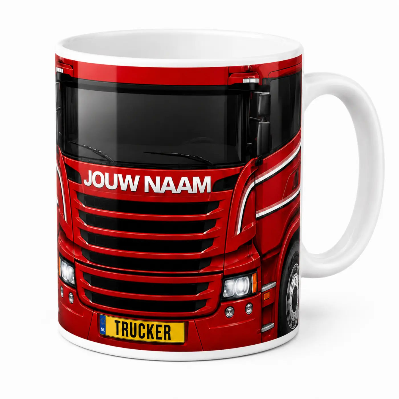 Truckersmok - Rood - Gepersonaliseerd met eigen naam en kenteken - vrachtwagen mokken