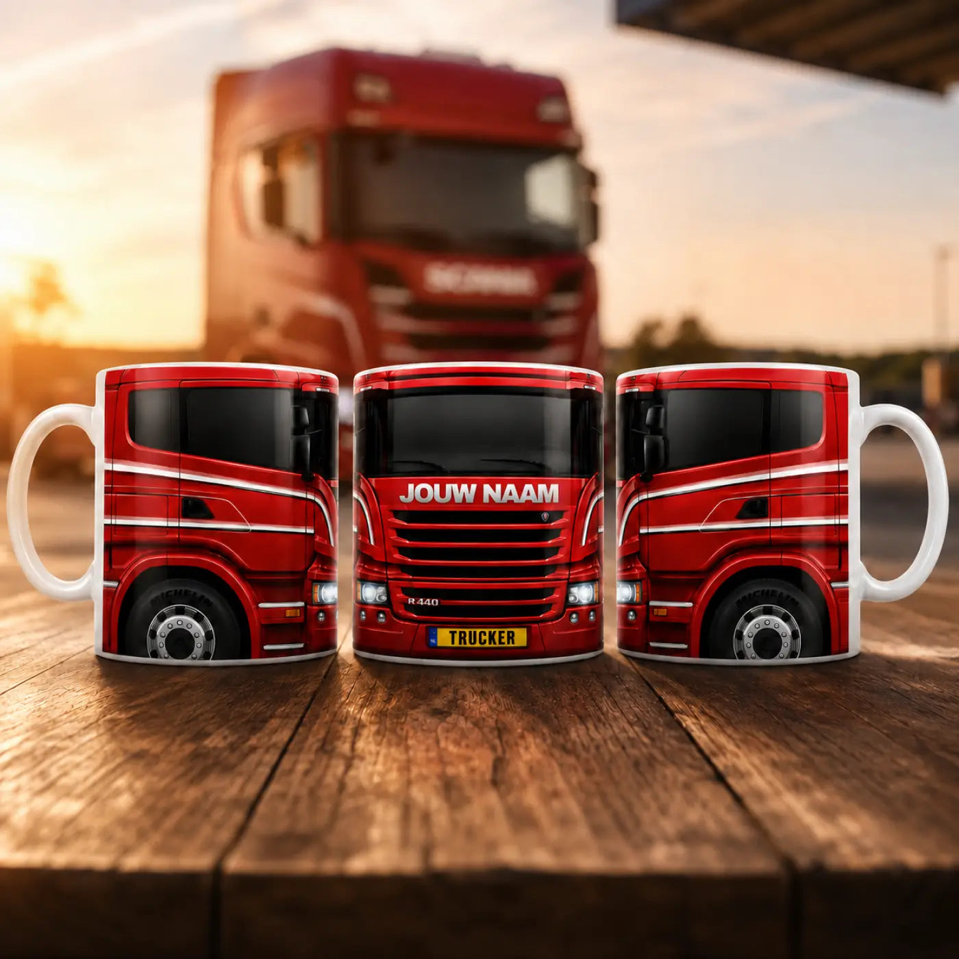 Truckersmok - Rood - Gepersonaliseerd met eigen naam en kenteken - vrachtwagen mokken