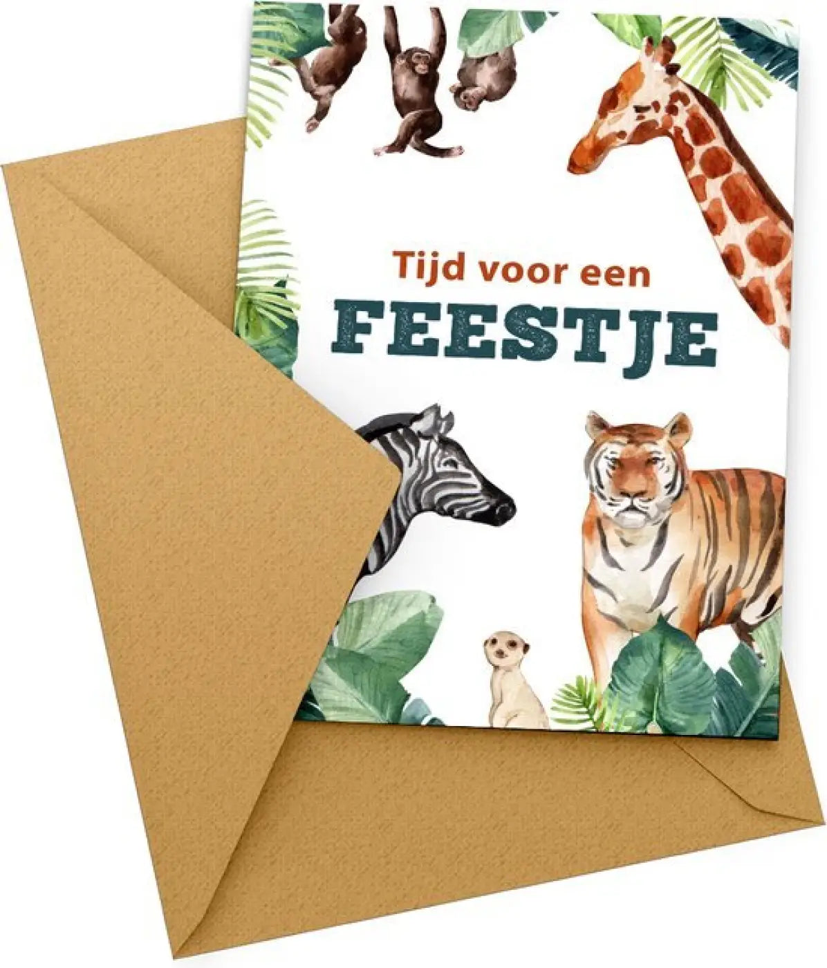 Uitnodiging Kinderfeestje Dieren - 10 stuks - kaartjes + enveloppen - kinderfeestjes