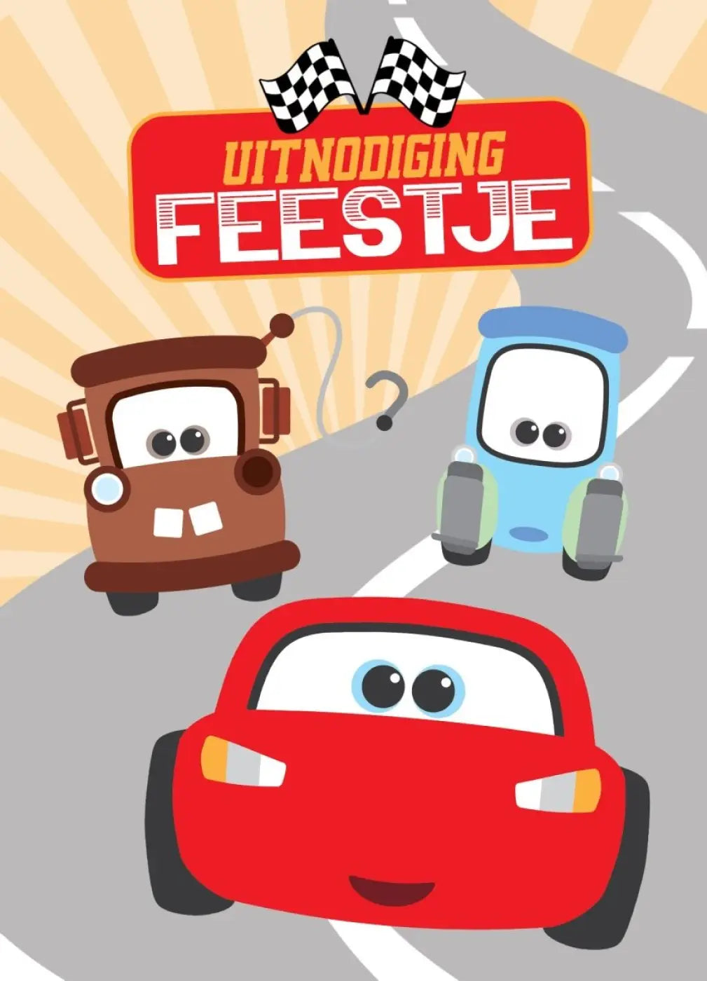 Uitnodiging Kinderfeestje Vrolijke Cars - kinderfeestjes