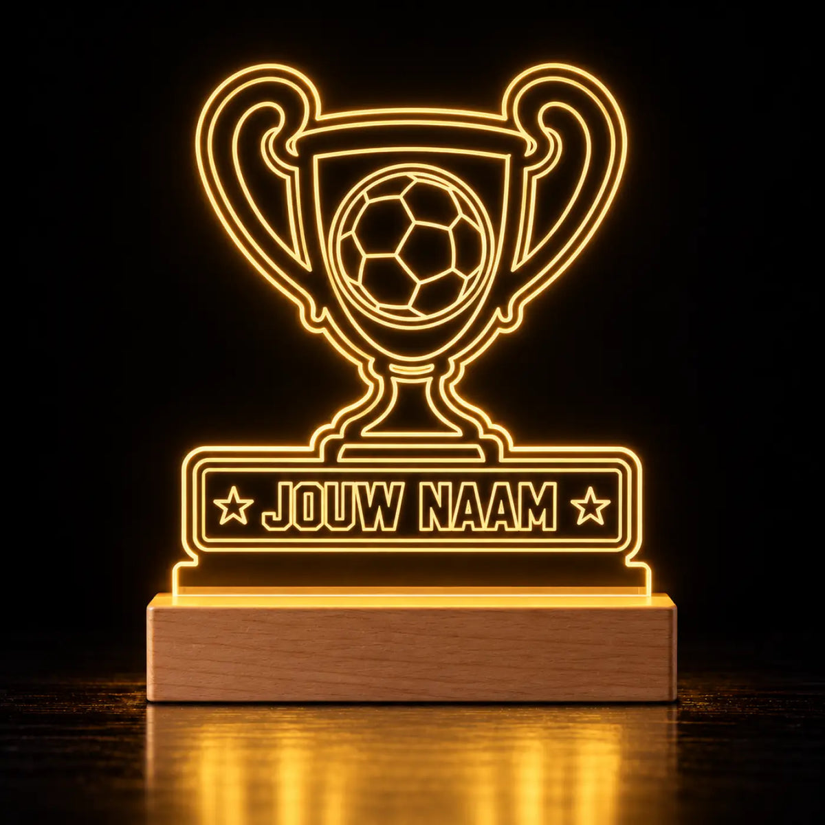Voetbal LED Lamp met Naam - Cup met de grote oren