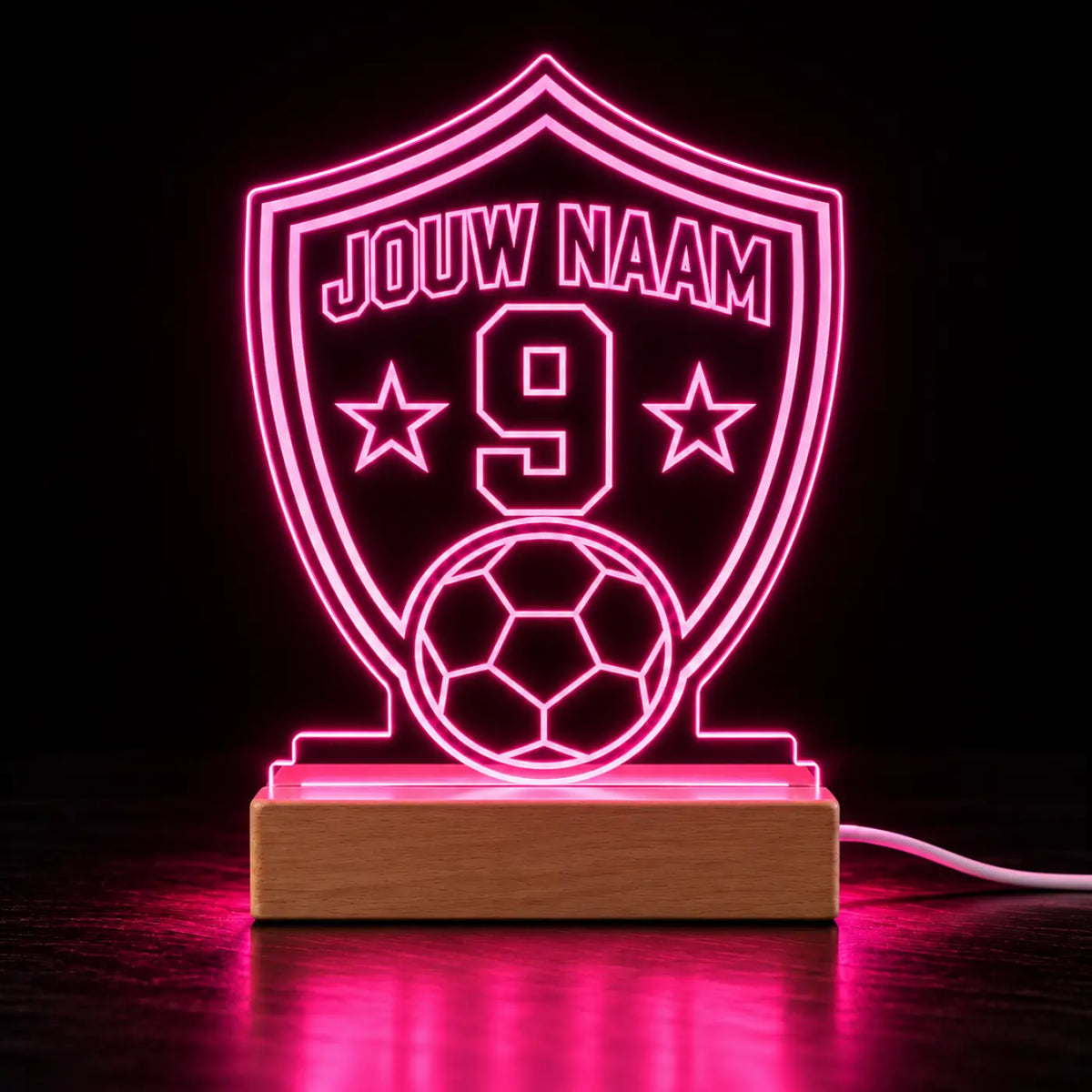 Voetbal LED Lamp met Naam -Schild met naam en nummer